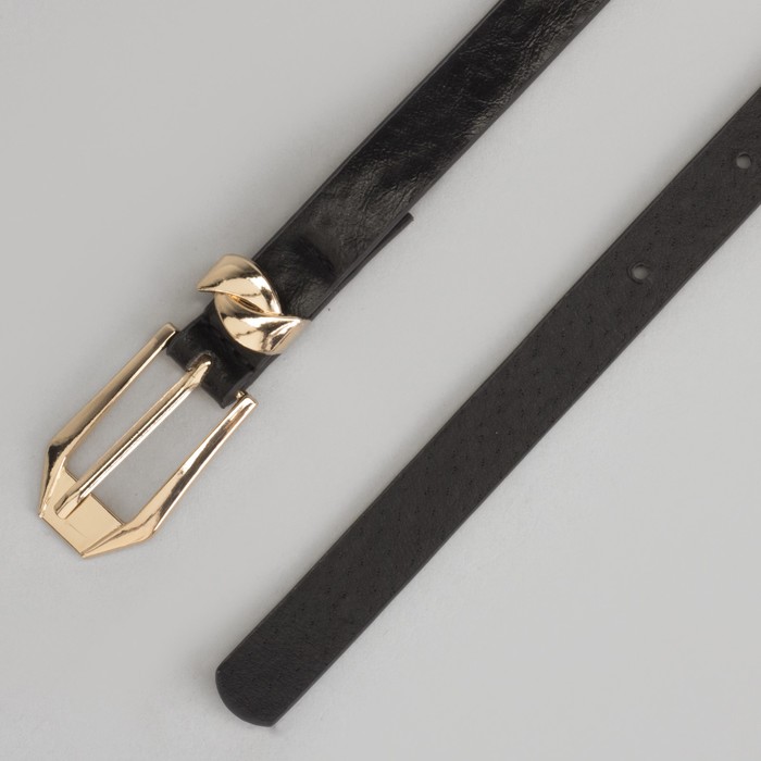 Ремень женский, гладкий, пряжка хомут металл, ширина - 1,3 см, цвет чёрный