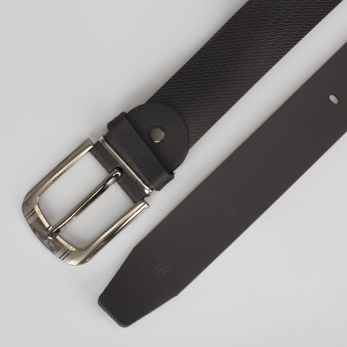Ремень мужской, пряжка металл, ширина - 3,5 см, цвет чёрный