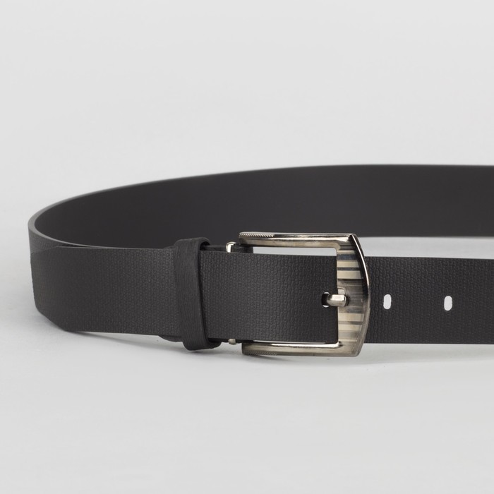 Ремень мужской, пряжка металл, ширина - 3,5 см, цвет чёрный