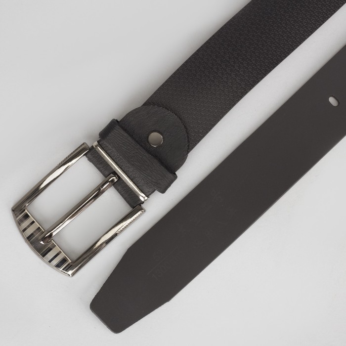 Ремень мужской, пряжка металл, ширина - 3,5 см, цвет чёрный