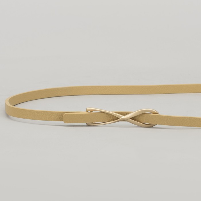 Ремень женский, винт, гладкий, пряжка латунь, ширина - 1 см, цвет бежевый