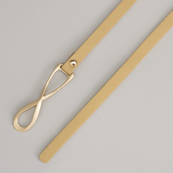 Ремень женский, винт, гладкий, пряжка латунь, ширина - 1 см, цвет бежевый