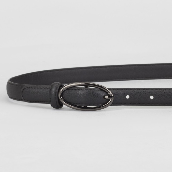 Ремень женский, 2 строчки, пряжка черный металл, ширина - 2 см, цвет чёрный