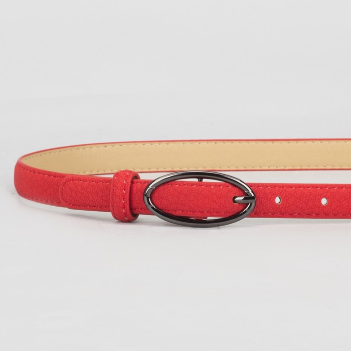 Ремень женский, 2 строчки, пряжка тёмный металл, ширина - 2 см, цвет красный