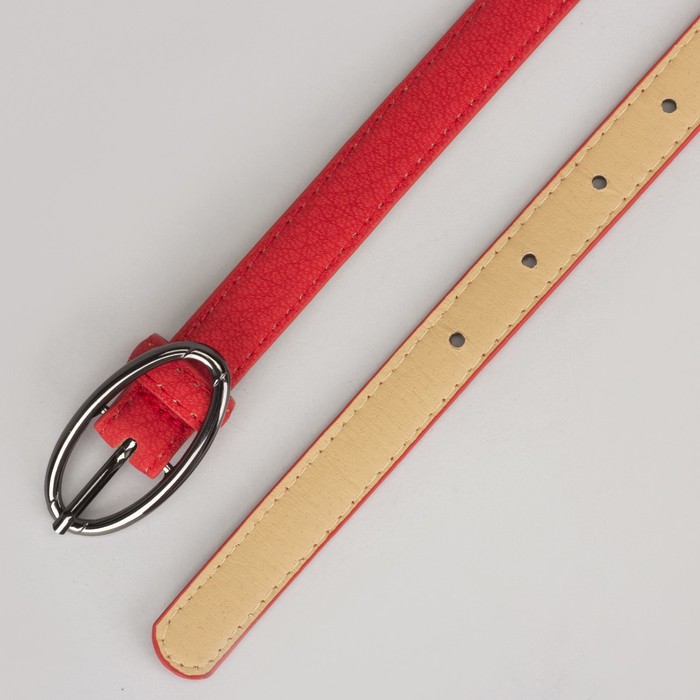 Ремень женский, 2 строчки, пряжка тёмный металл, ширина - 2 см, цвет красный