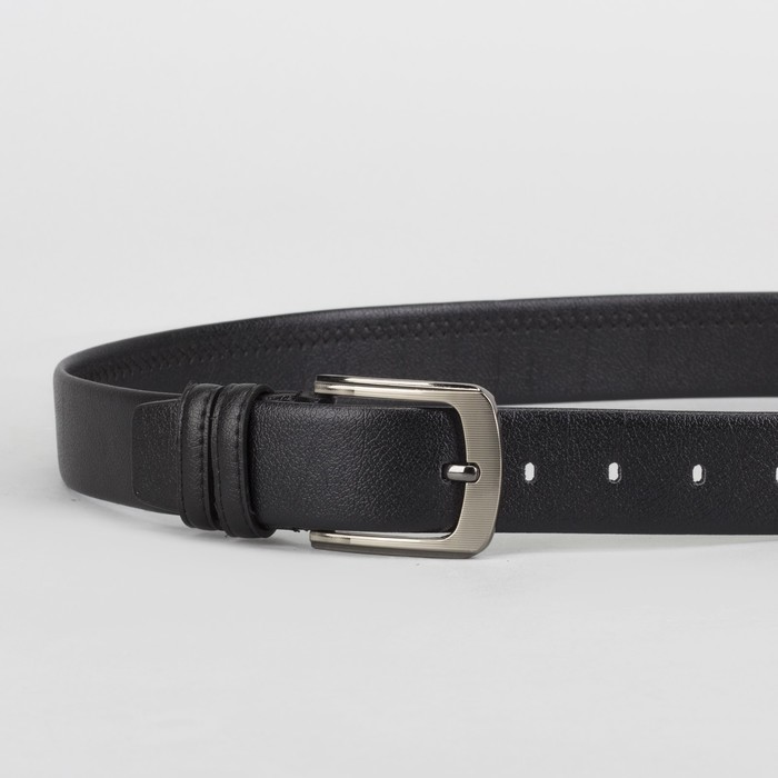 Ремень мужской, винт, пряжка матовый металл, ширина - 3,5 см, цвет чёрный
