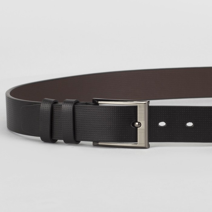 Ремень мужской, гладкий, пряжка матовый металл, ширина - 3 см, цвет чёрный