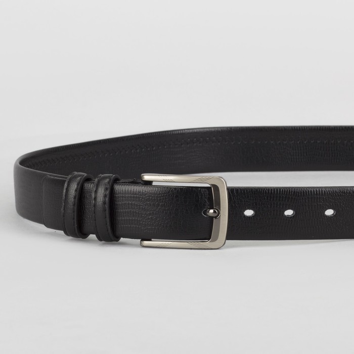 Ремень, пряжка матовый металл, ширина - 3 см, цвет чёрный