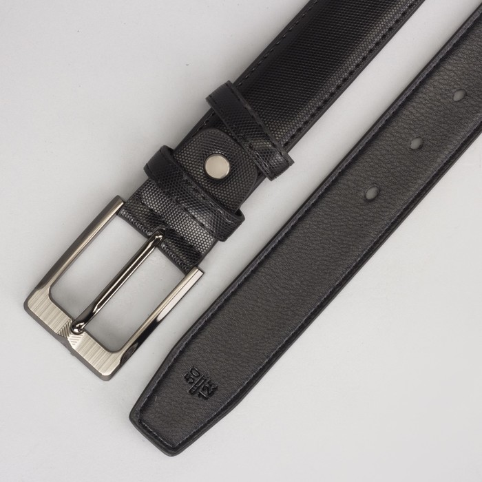 Ремень мужской, пряжка матовый металл, ширина - 3 см, цвет чёрный