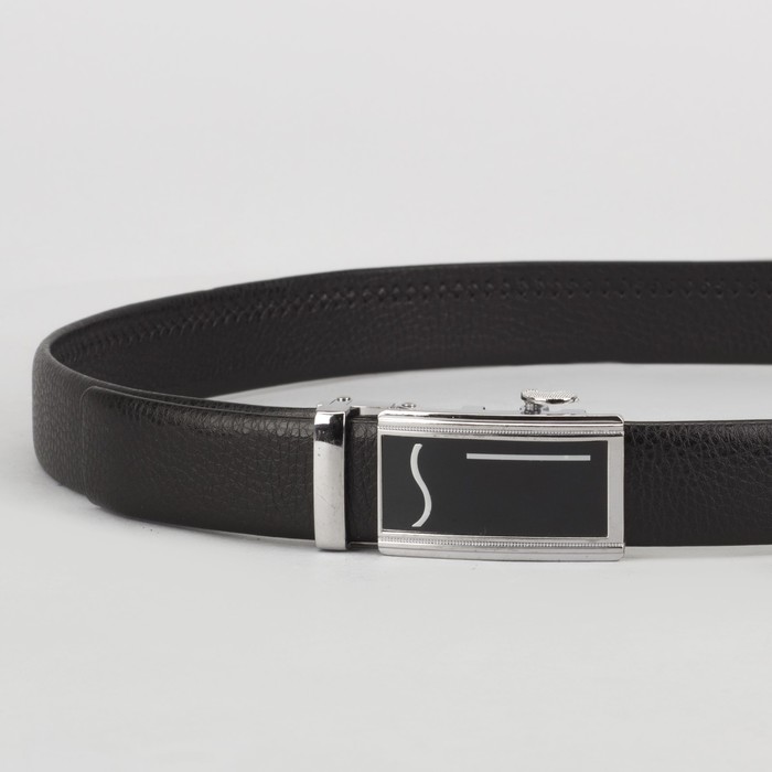 Ремень мужской, гладкий, пряжка автомат металл, ширина - 3 см, цвет чёрный