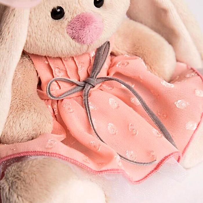 Мягкая игрушка «Зайка Ми» в персиковом платье, 15 см