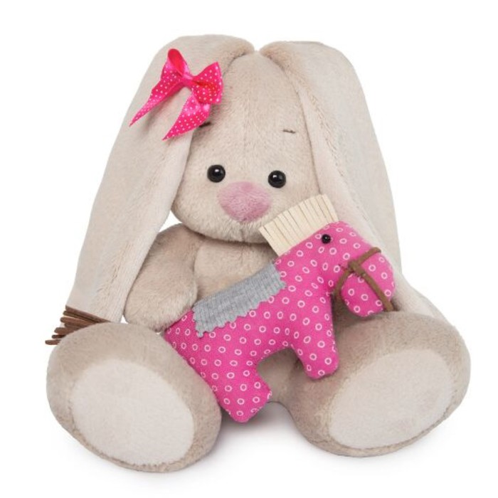 Мягкая игрушка «Зайка Ми» с розовой лошадкой, 15 см