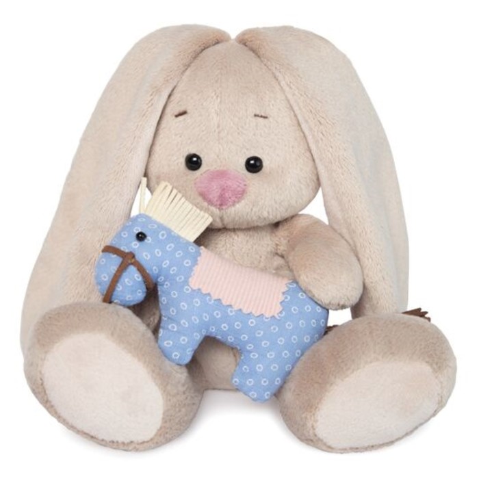 Мягкая игрушка «Зайка Ми» с голубой лошадкой, 15 см