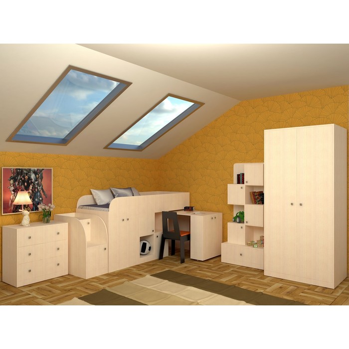 Детская двухъярусная кровать «Астра мини», цвет дуб молочный/дуб молочный