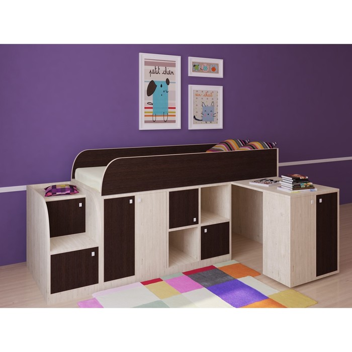 Детская двухъярусная кровать «Астра мини», цвет дуб молочный/венге