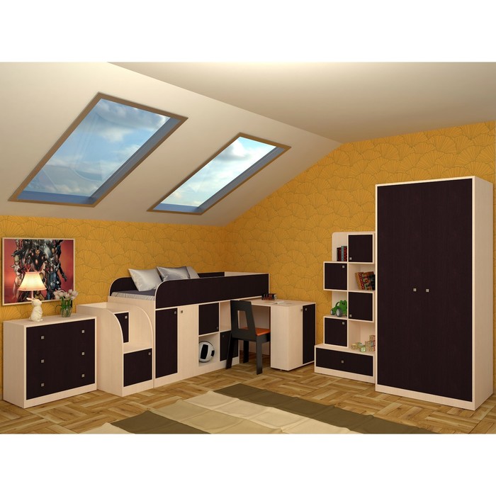 Детская двухъярусная кровать «Астра мини», цвет дуб молочный/венге