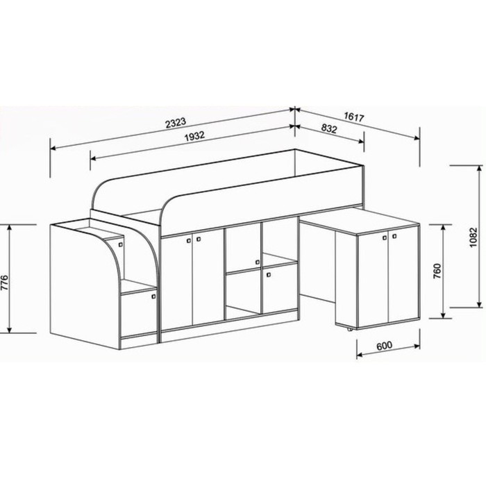Детская двухъярусная кровать «Астра мини», цвет дуб молочный/розовый