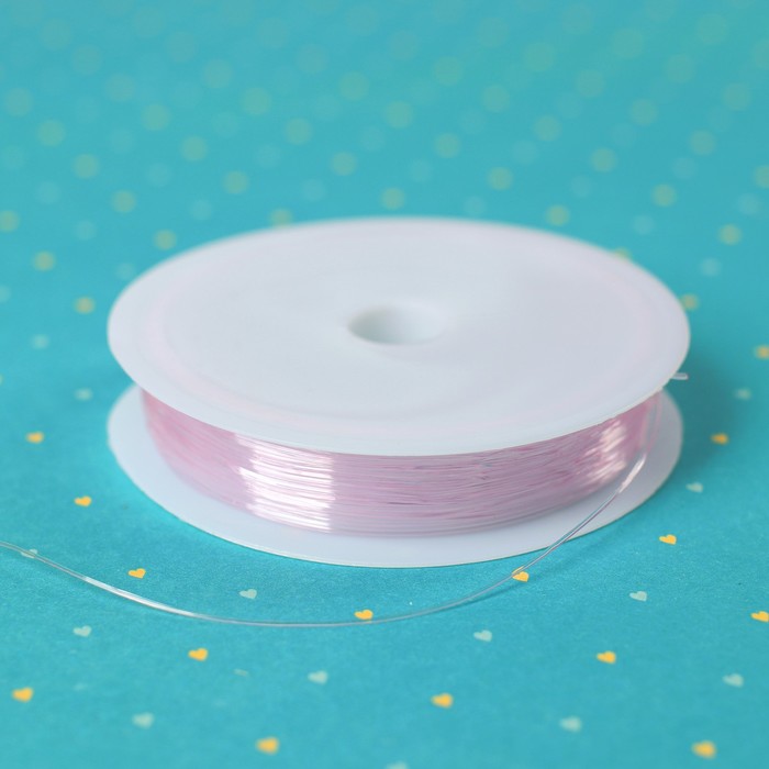 Резинка для бисероплетения диаметр 0,6 мм, длина 12 м, цвет розовый