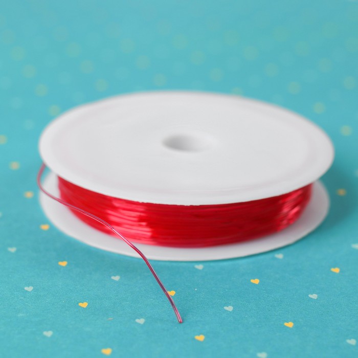 Резинка для бисероплетения диаметр 0,6 мм, длина 12 м, цвет красный