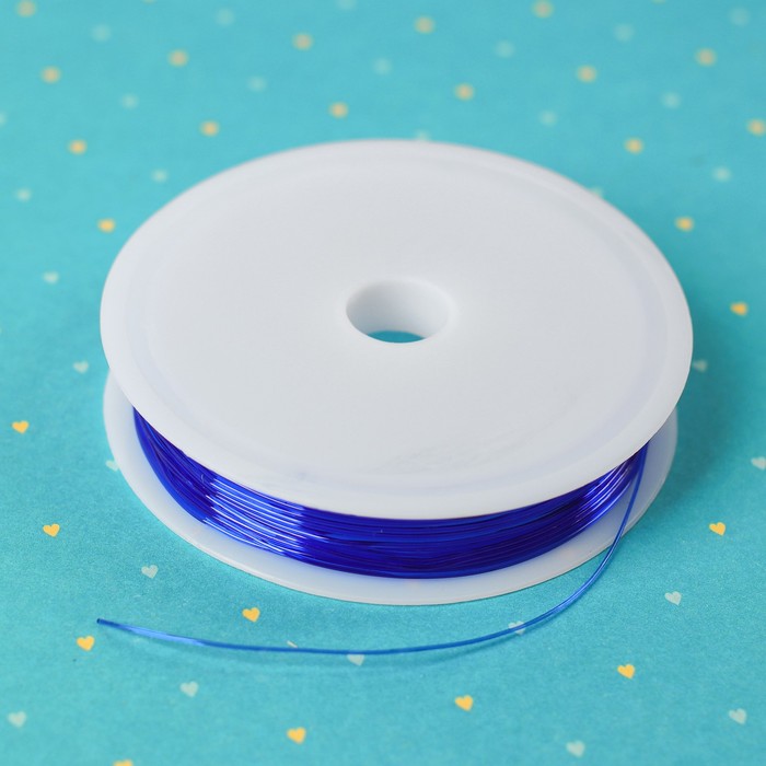 Резинка для бисероплетения диаметр 0,6 мм, длина 12 м, цвет синий