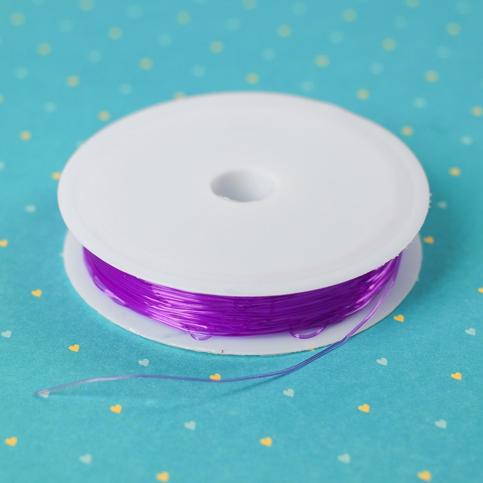 Резинка для бисероплетения диаметр 0,6 мм, длина 12 м, цвет темно-фиолетовый