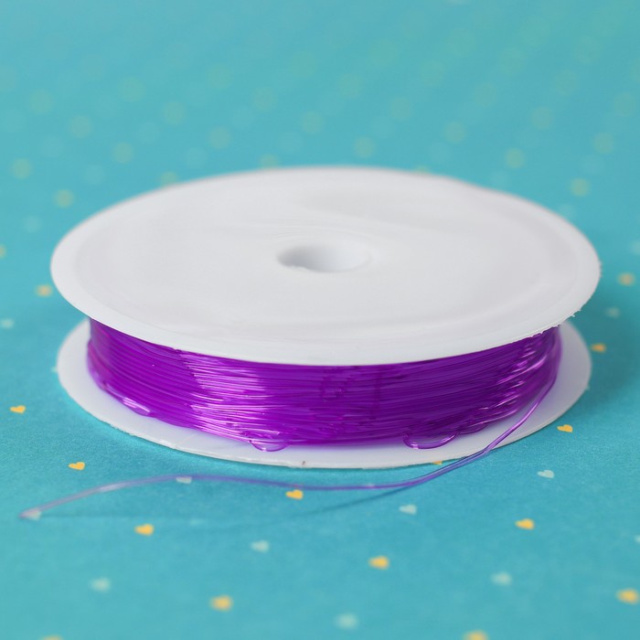 Резинка для бисероплетения диаметр 0,6 мм, длина 12 м, цвет темно-фиолетовый