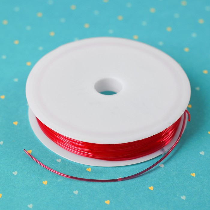 Резинка для бисероплетения диаметр 0,8 мм, длина 8 м, цвет красный