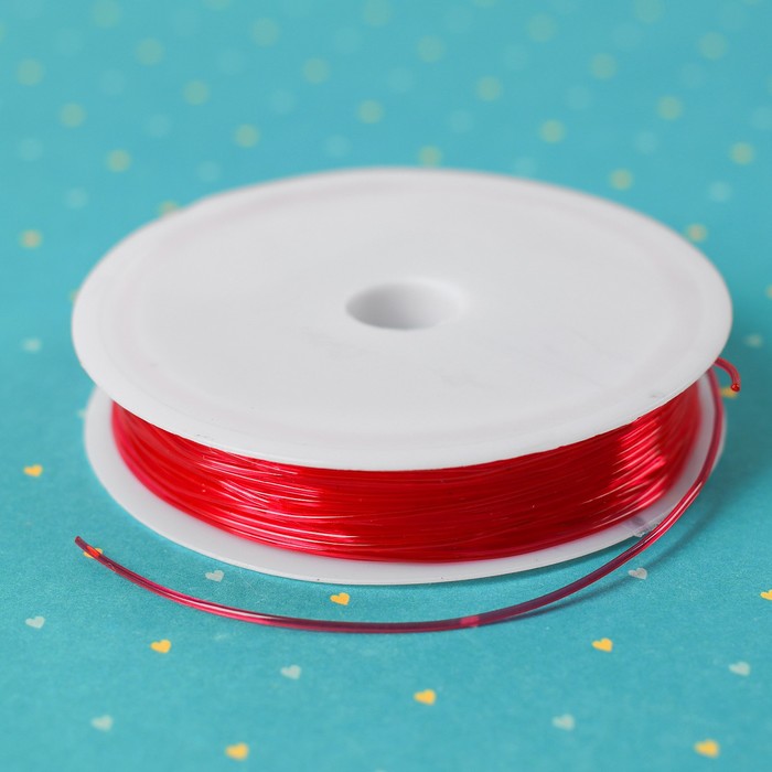 Резинка для бисероплетения диаметр 0,8 мм, длина 8 м, цвет красный