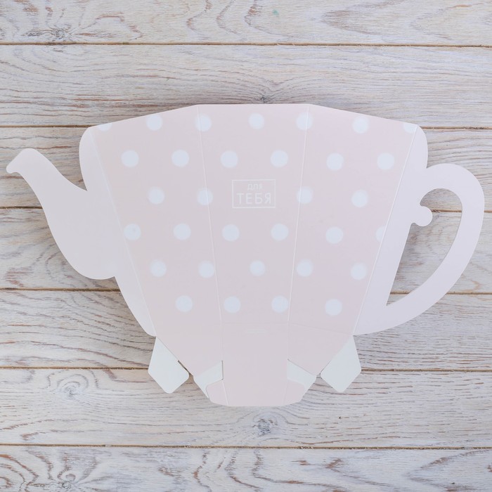 Коробка-чайник «Для тебя», розовый горох 39 × 35 см