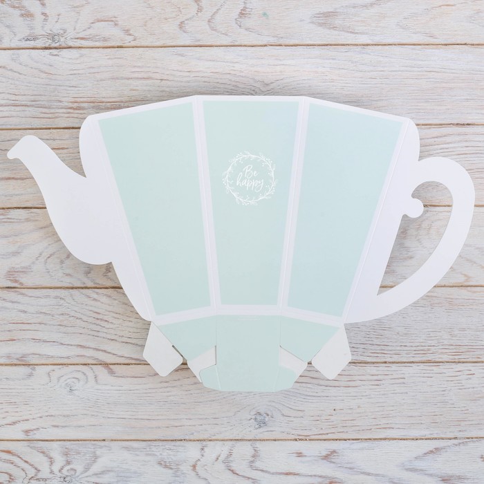 Коробка-чайник «Будь счастлив», голубой 39 × 35 см