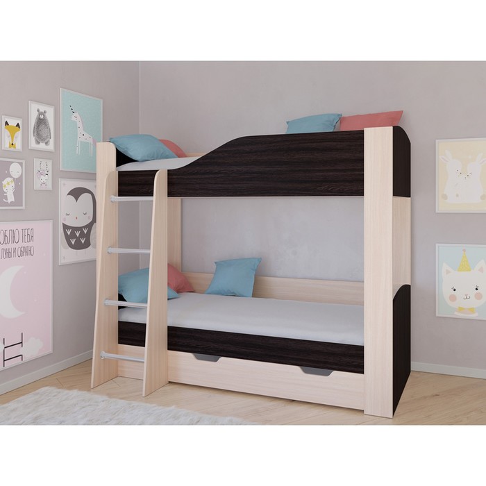 Детская двухъярусная кровать «Астра 2», цвет дуб молочный/венге детская двухъярусная кровать астра 2 цвет венге розовый