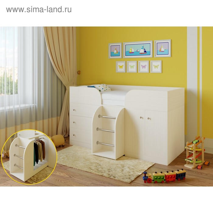 фото Детская кровать-чердак «астра 5», цвет дуб молочный/дуб молочный