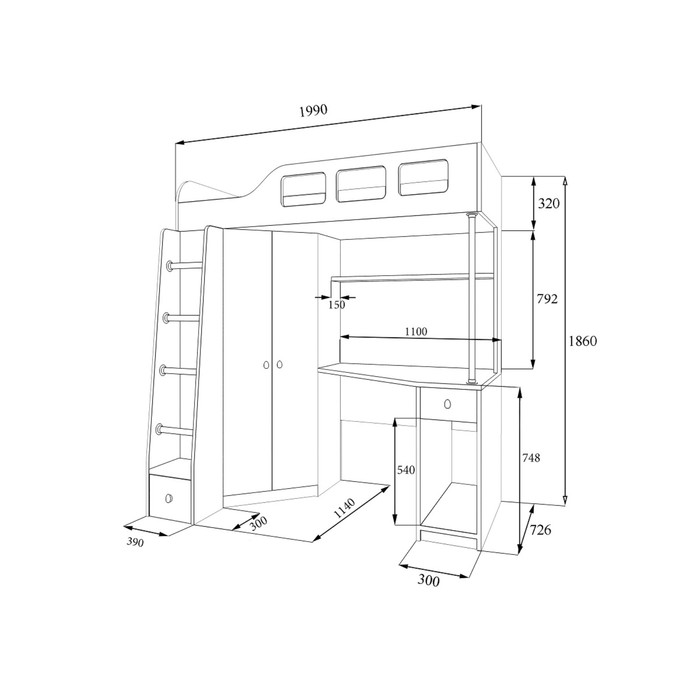 Детская двухъярусная кровать «Астра 7», цвет дуб шамони/розовый