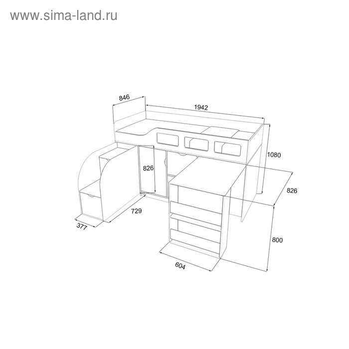 фото Детская кровать-чердак «астра 8», цвет дуб шамони/розовый