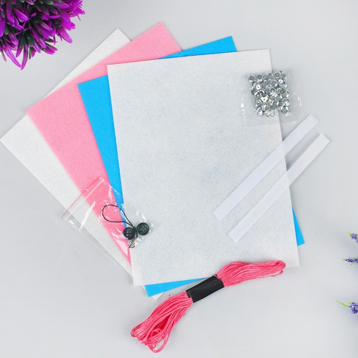 Набор для создания кошелька из фетра "Кошка" + нитки, игла