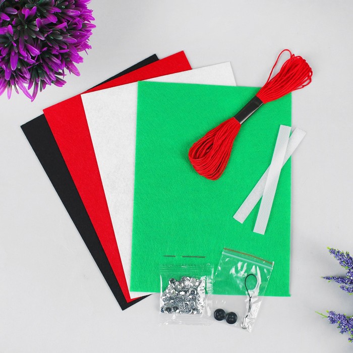 Набор для создания кошелька из фетра "Арбуз" + нитки, игла