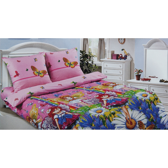 КПБ 1.5сп "Артпостелька" Маленькая фея роз. 143*215см, 150*214см, 70*70см 2шт, поплин хл.100%
