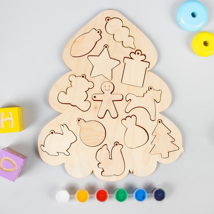 Рамка-вкладыш "Новогодние игрушки", с красками