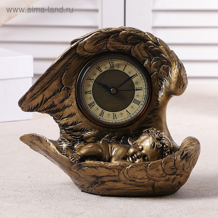 Часы настольные каминные Спящий ангел, 20 см, золото сборная модель настольные каминные деревянные часы 230х110х380 мм