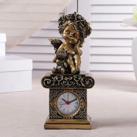 Часы настольные каминные 'Ангел с медвежонком', цвет золото, h=25.5 см, микс Ош