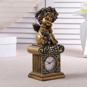 Часы настольные "Ангел с медвежонком", цвет золото, h=25.5 см, микс от Сима-ленд
