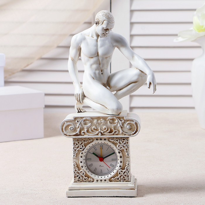 Часы настольные "Атлет", цвет белый, 26.5х11.5х7.5 см