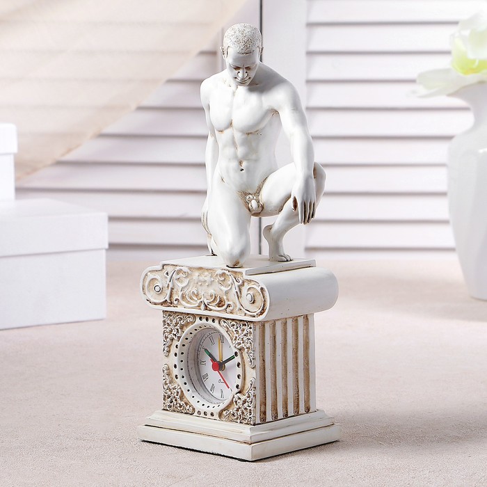 Часы настольные "Атлет", цвет белый, 26.5х11.5х7.5 см