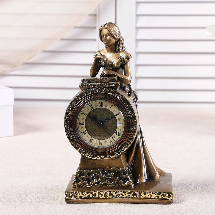 Часы настольные "Девушка", цвет золото,  h=25 см