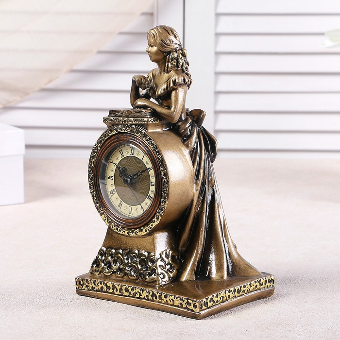 Часы настольные "Девушка", цвет золото, h=25 см