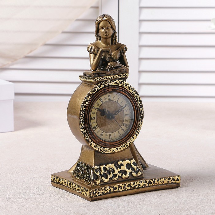 Часы настольные "Девушка", цвет золото, h=25 см