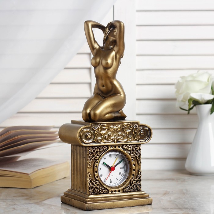 Часы настольные "Эвтерпа", цвет золото, 26х11.5х7.5 см