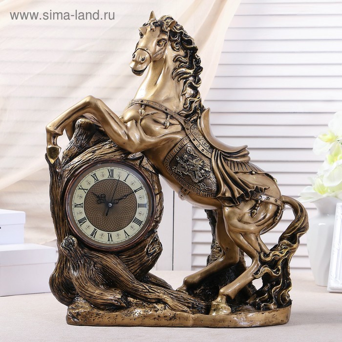 Часы настольные каминные Конь, 55 х 48 х 22 см часы настольные каминные лошадь 40 х 31 х 15 см золото