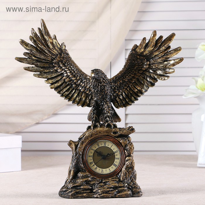 Часы настольные каминные Орел расправил крылья, 35 см, золото