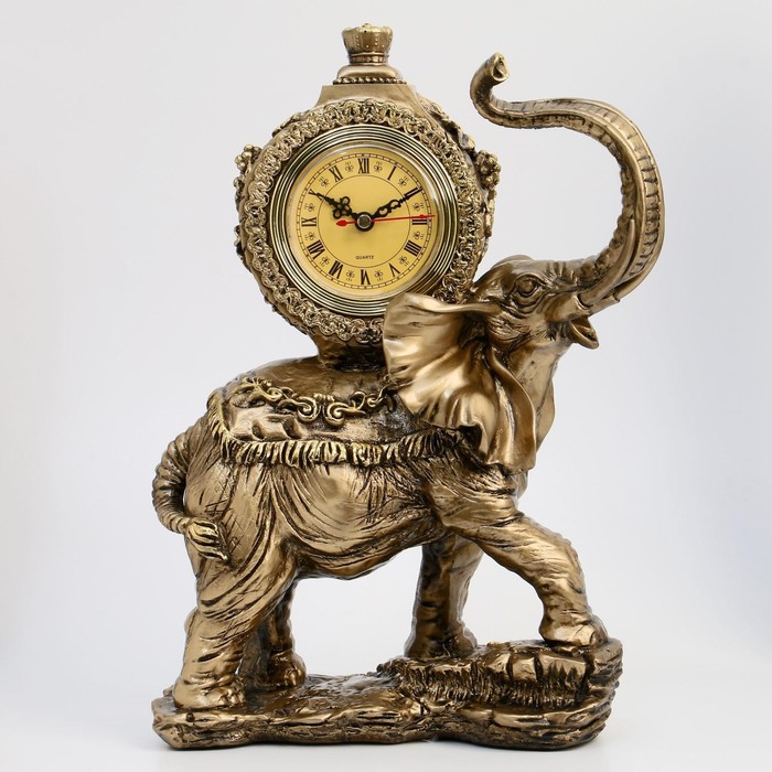 Часы настольные каминные Слон, цвет бронзовый 35х22х10 см